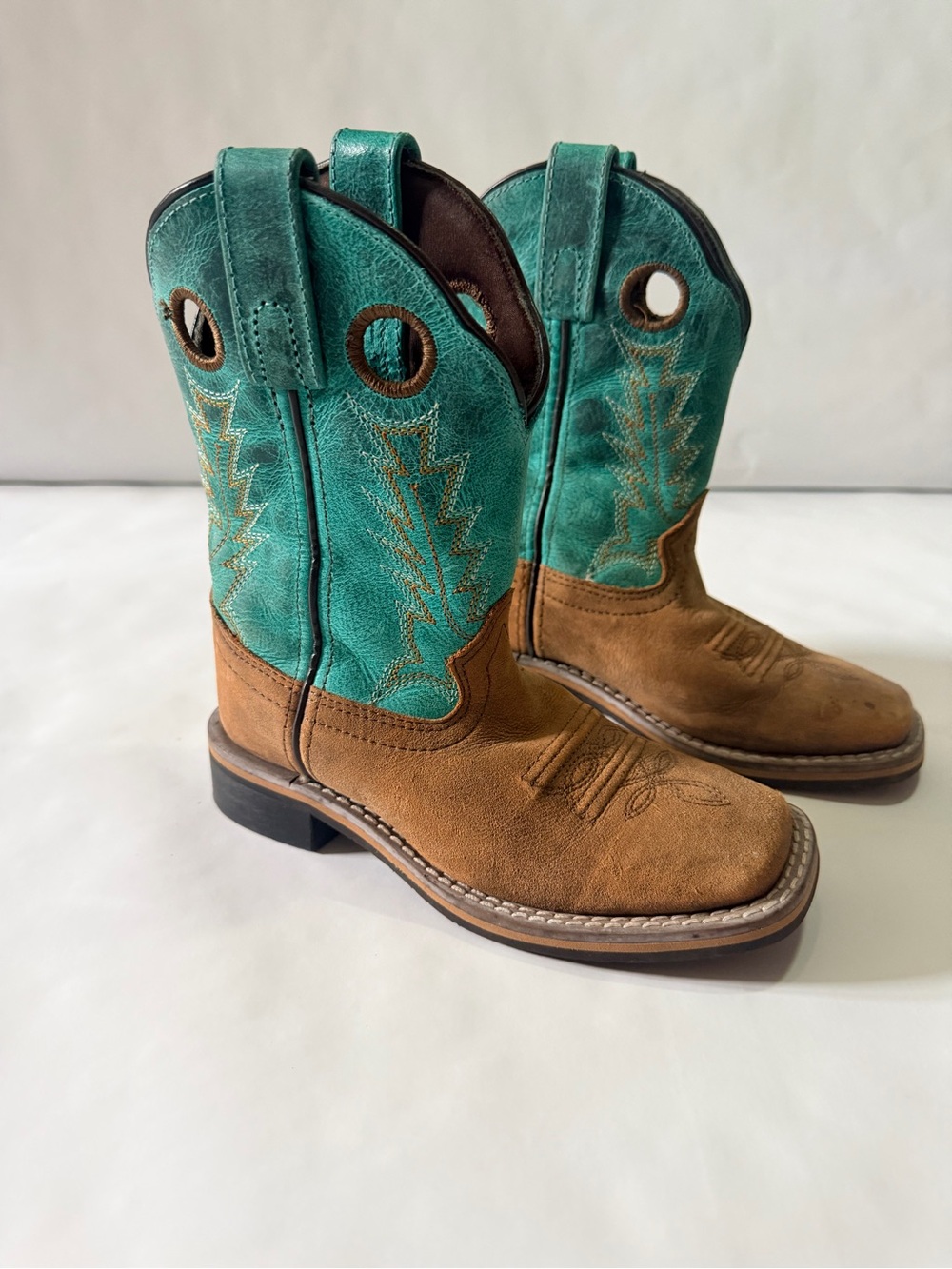 Smoky Mountain Boots Western Cowboy Boots Size 12R Brown and Turquoise